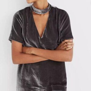 Madewell Velvet Choquer Blouse In Ash Grey
